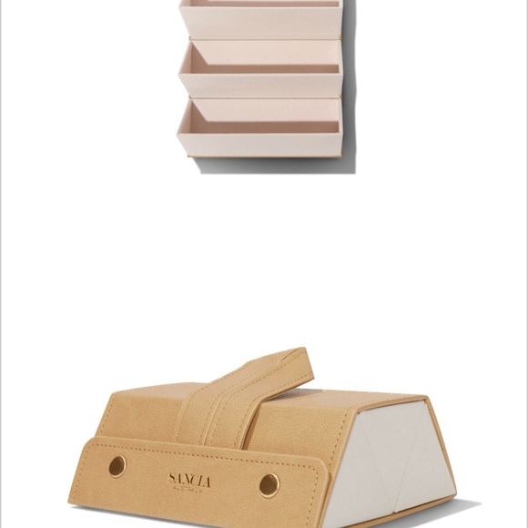 Beige Faux Leather Sunglasses Holder with 3 compartments - Picture 3 of 5